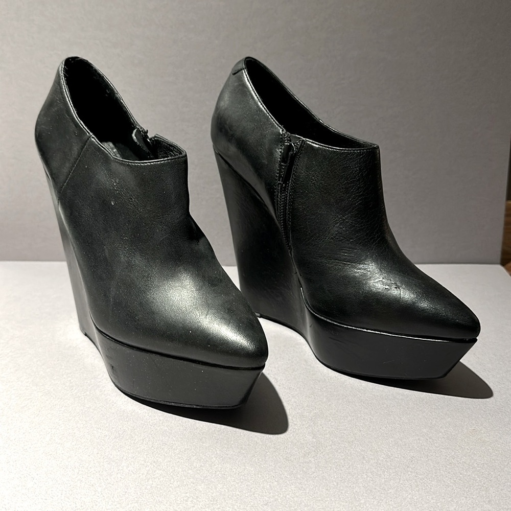 ALDO Black Platform Leather Wedges